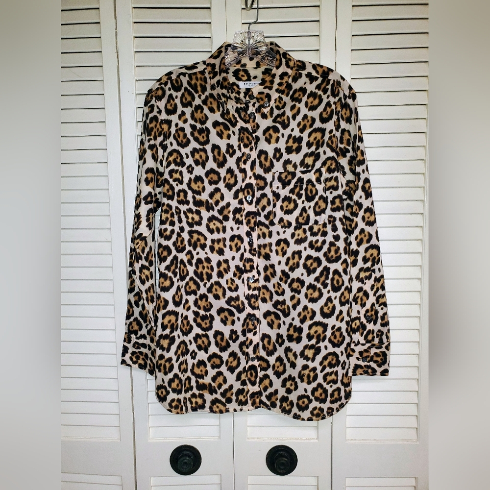 Equipment Femme Leopard Print Button-Up Shirt Size S/P 100% Cotton